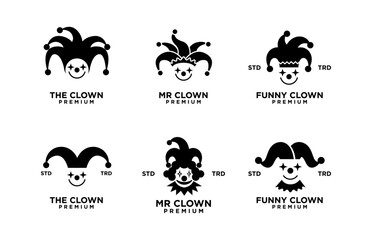 clown head face logo icon design illustration - obrazy, fototapety, plakaty