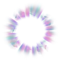 An abstract cut out transparent iridescent color streak blur design element.