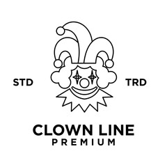 clown line head face logo icon design illustration
