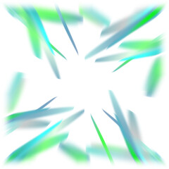 An abstract cut out transparent iridescent color streak blur design element.