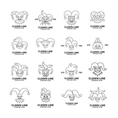 clown line head face logo icon design illustration