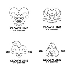 clown line head face logo icon design illustration