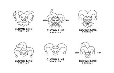 clown line head face logo icon design illustration