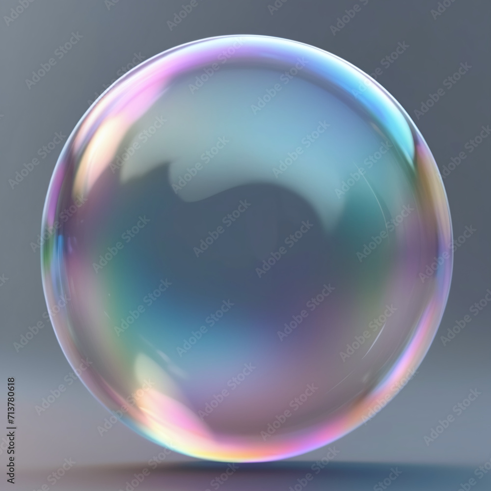 Wall mural Soap bubble isolated on grey background