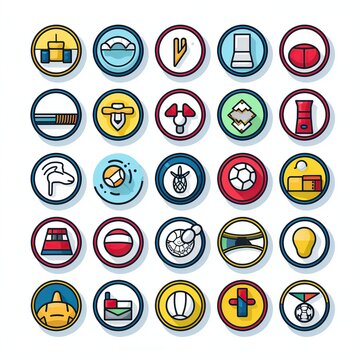 icon set vector sports great for decorate presentations. generative AI