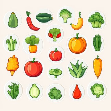 icon set  vegetables image great for making presentations. generative AI