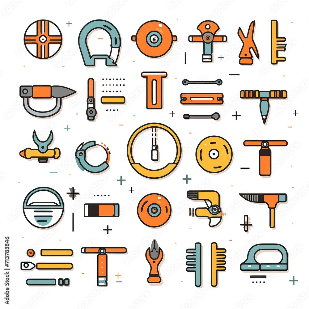 Poster workshop tool icon set vector great for making presentations. generative AI