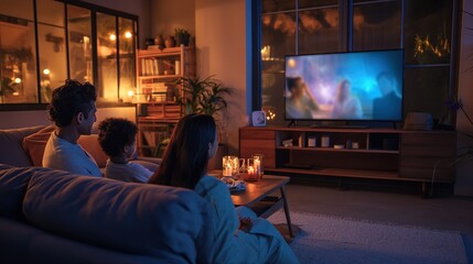 Family Enjoying Personalized AI Entertainment at Home