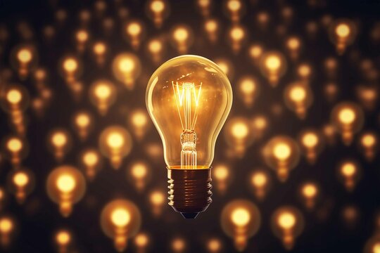 An image of a unique light bulb concept indicating to think differently. A group of light bulbs points in one direction while one individual points in a different way