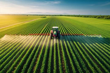 Foto op Canvas Tractor Spraying Pesticides on Soybean Field © T-REX