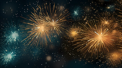 Fototapeta premium Beautiful creative holiday background with fireworks and sparkles