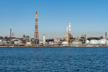Fototapeta na wymiar 神奈川県横浜市　ベイエリアの火力発電所の風景