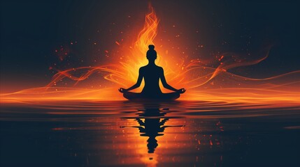 Meditation and spiritual practice, symbolizing the practice of mindfulness and inner reflection. - obrazy, fototapety, plakaty