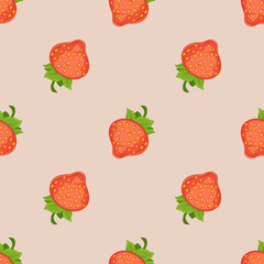 Cute seamless pattern with red strawberries