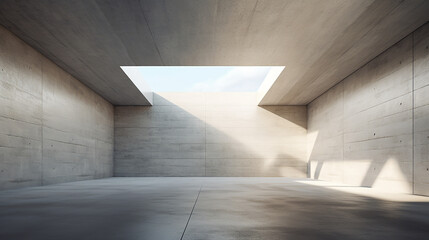 abstract architecture space interior with concrete wall 3d rendering