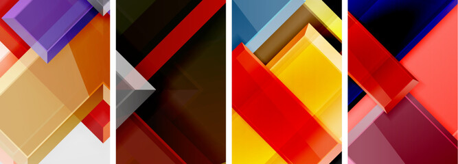 Color glass glossy square composition poster set for wallpaper, business card, cover, poster, banner, brochure, header, website