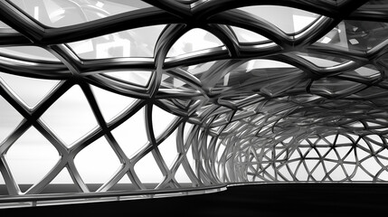 abstract of metal structure steel architecture design 3d rendering