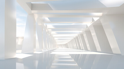 abstract of white space architecture perspective of future design building. 3d rendering - obrazy, fototapety, plakaty