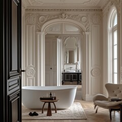 bathroom in an old victorian appartement with high ceilings