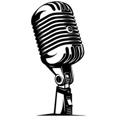 retro microphone isolated on white background