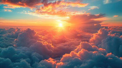 Portrait of sunset above clouds a beautiful landscape, Generative AI.