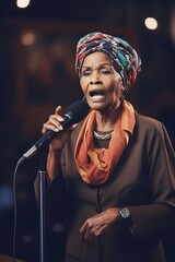 African female politician speaking during a political debate