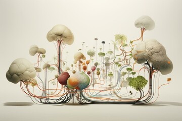 Plant communication depicted with connecting pathways. Generative AI