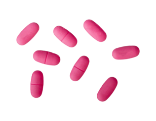 Group of pink medicine pills isolated