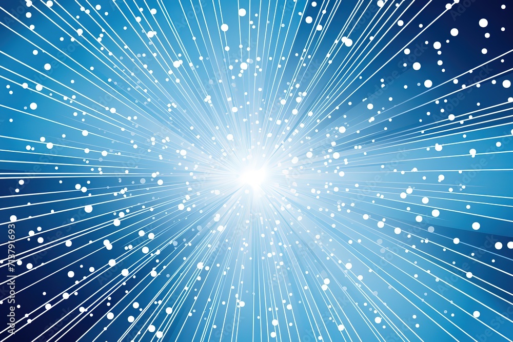 Poster Blue glowing exploding in deep space with particles fractal, computer generated abstract background Generative AI