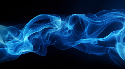blue light effect with smoke on black background 3d rendering