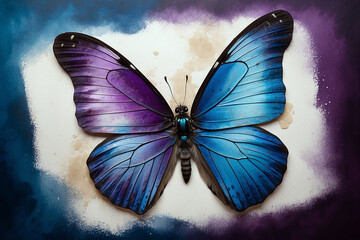 Blue and Purple Watercolor Butterfly