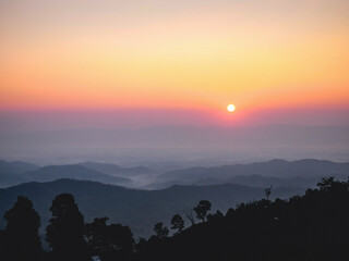 Chiang Rai. View. Hills. Mountains. Fog