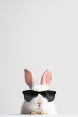 Obraz premium sweet bunny with dark sunglasses - easter portrait with copyspace