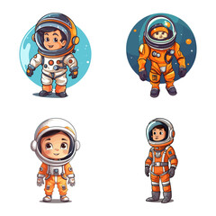 Fototapeta premium set of astronaut cartoon characters
