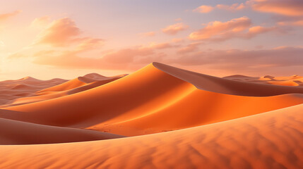 Fototapeta na wymiar Endless sand dunes, shaped by the whims of the wind, stretch out under a golden sun, creating a mesmerizing desert panorama.