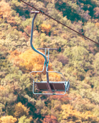 Empty mountain lift in summer