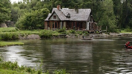 Home In River Background Very Cool