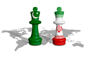 Chess made from Pakistan and Iran flags