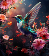 Fototapeta na wymiar hummingbird and flower