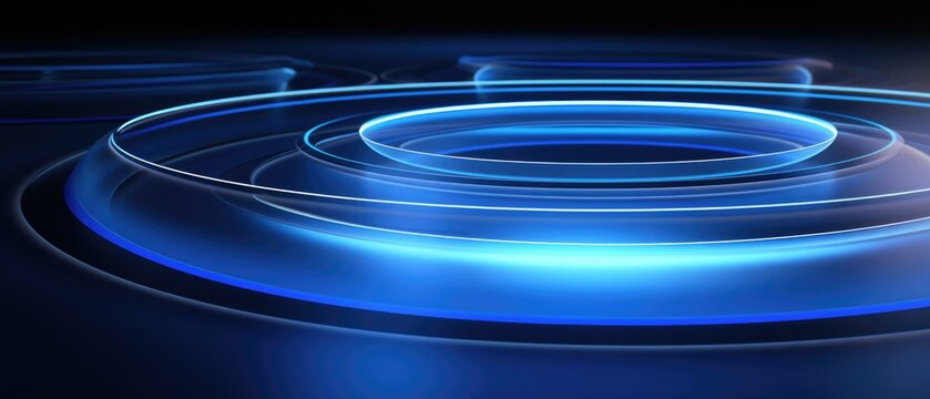A blue glowing ring on a dark background. Generative AI. © serg3d
