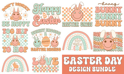 Easter Retro SVG Bundle, Easter Day SVG Design, Easter SVG Bundle, Easter Bunny, Easter Egg, Easter Vector, Sublimation
