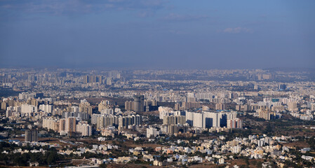 19 January 2024, Cityscape Skyline, Cityscape of Pune city panorama view from Bopdev Ghat, Pune, Maharashtra, India.