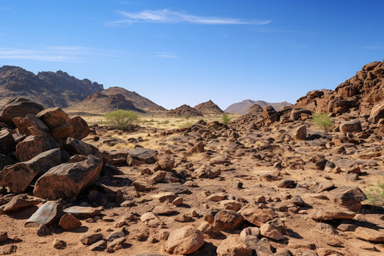 natural scenery of africa photo with clear sky and rocks