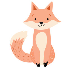 cute fox vector design illustration orange color