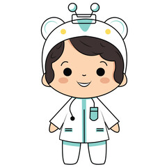 cute a kids doctor vector design illustration