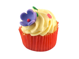 colourful cupcake for children birthday party isolated on transparent