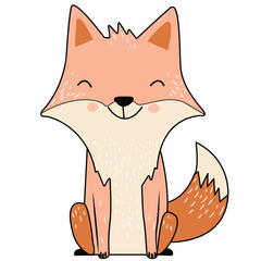 cute fox vector design illustration orange color