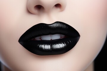 girl with black lipstick close-up