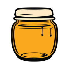 Vector drawing of a jar of honey, isolated on a white background, beekeeping	