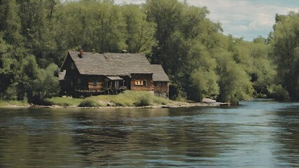 Obraz premium Home In River Background Very Cool